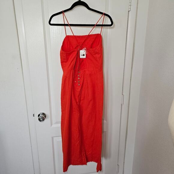 Free People Francesca Midi Orange Dress sz xl - Picture 6 of 7